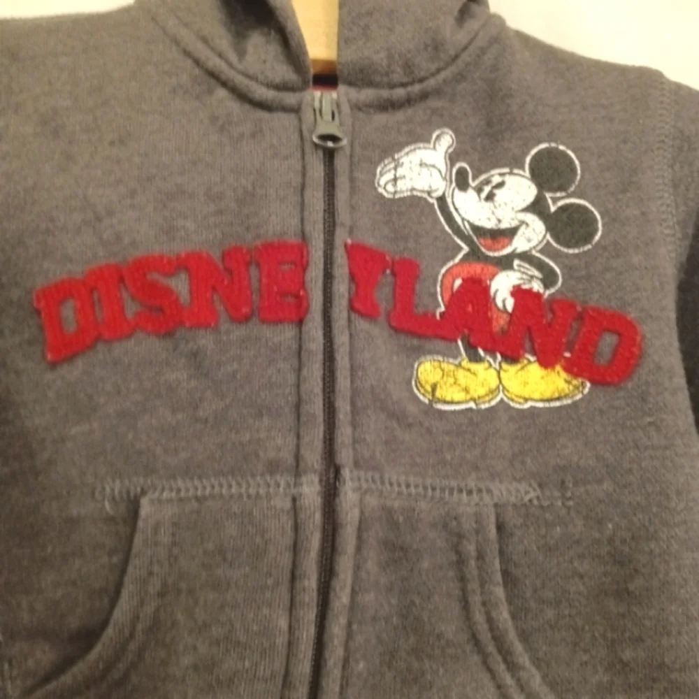 Kids Disney Parks Disneyland Zip Hoodie Fleece Jacket Retro Patches Size 12 mo